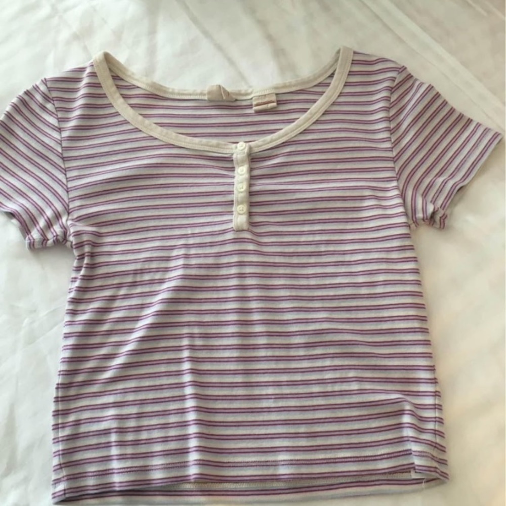 Levi's Purple and White Crop Top with Stripes